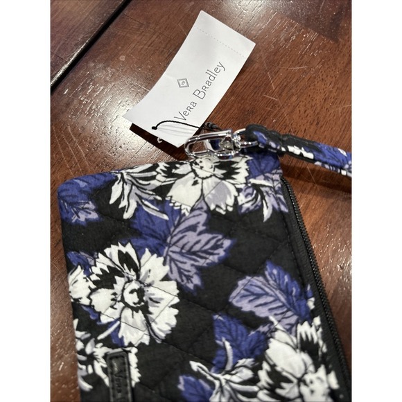 Vera Bradley RFID Tech Wristlet Wallet Frosted Floral Blue Black Clear Touch - Picture 2 of 5